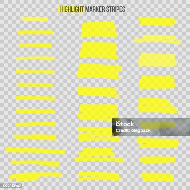 Semitransparent Highlight Marker Stripes Isolated On Transparent Background Vector Design Elements Stock Illustration - Download Image Now