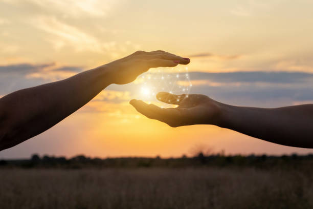 istock Hands are in contact with the network . 1022416974