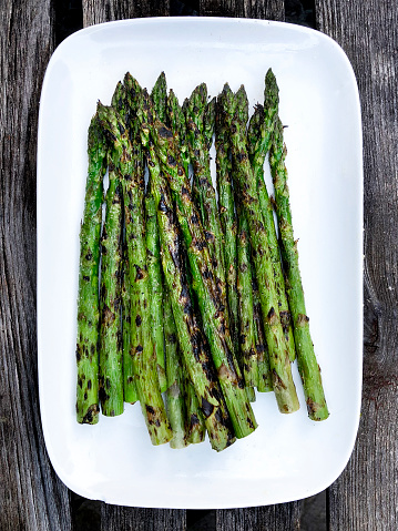 Rustic grilled organic asparagus