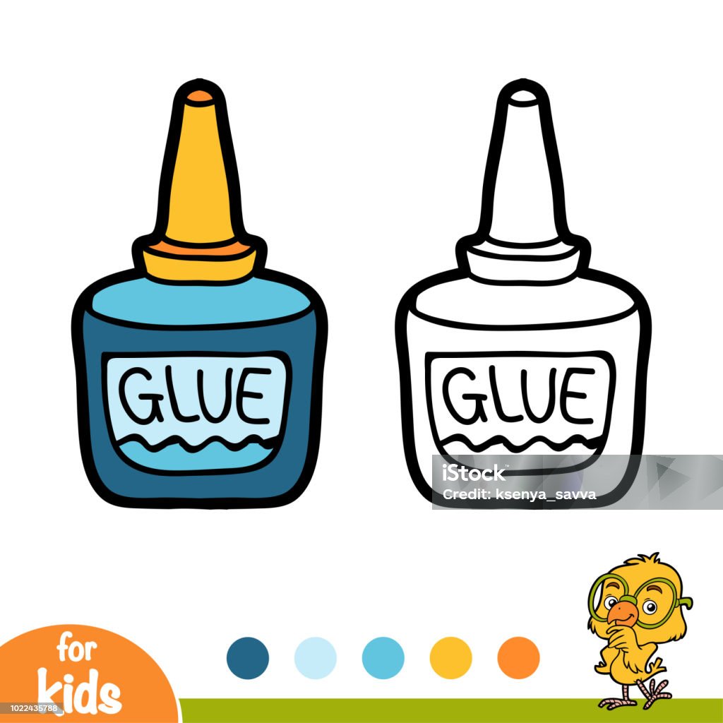 Coloring Book Glue Stock Illustration - Download Image Now - Black Color,  Book, Bottle - iStock