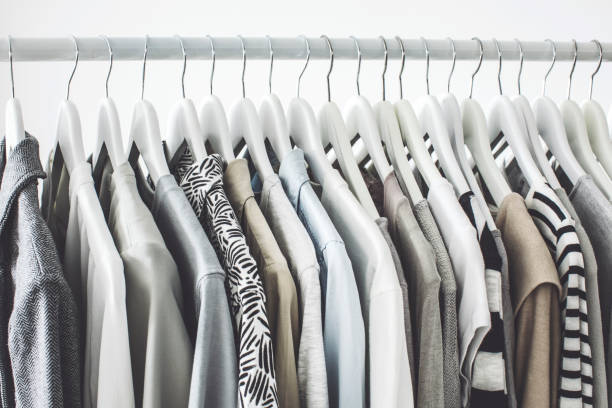 istock Gray clothing on the hangers 1022438490