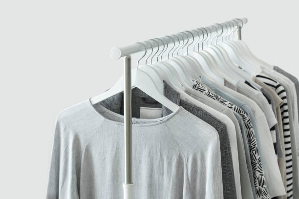 istock Gray clothing on the hangers 1022438522