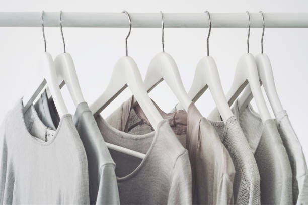istock Gray clothing on the hangers 1022438916