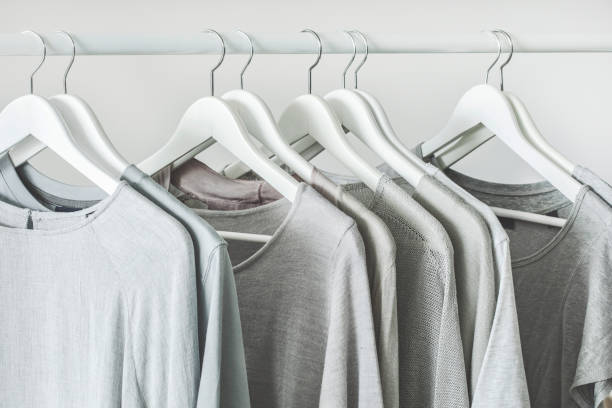 istock Gray clothing on the hangers 1022439178