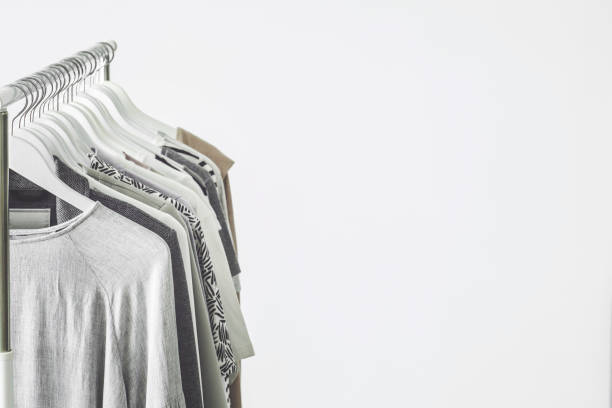 istock Gray clothing on the hangers 1022439188