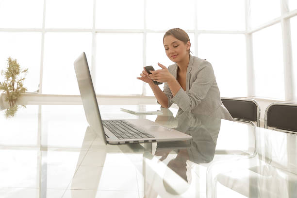 istock Young woman working in empty meeting room 1022447890