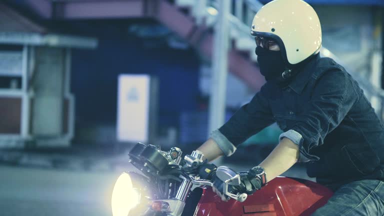 Motorcycle riding waiting traffic lights