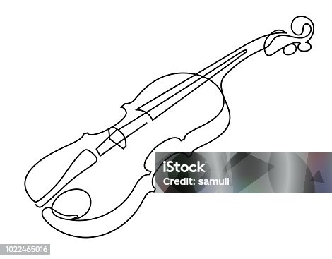 istock continuous line drawing of three-quarter violin vector. Musical instrument 1022465016