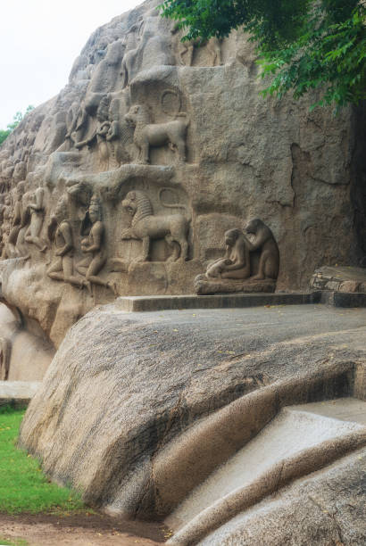 istock Ancient basreliefs  and statues   in Mamallapuram, Tamil Nadu, India 1022476472