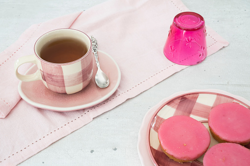 typical  Dutch pink cake with pink fondant