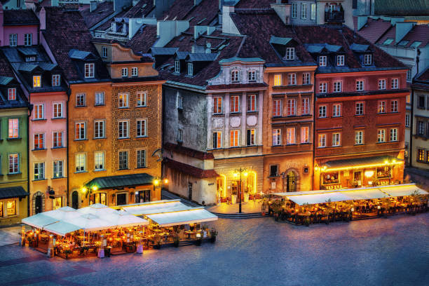 istock Warsaw Old Town in The Evening Time with a beautiful Sunset 1022500706