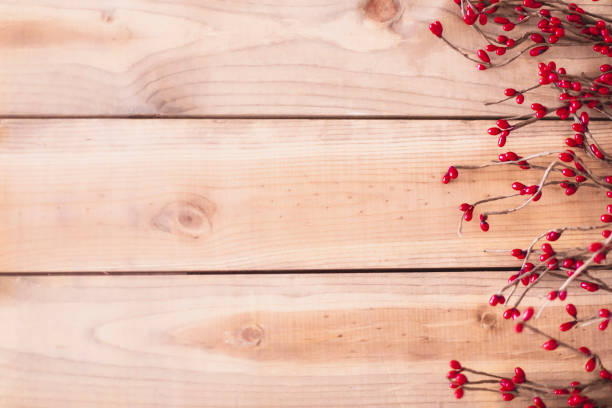 Christmas Holly and Wood background