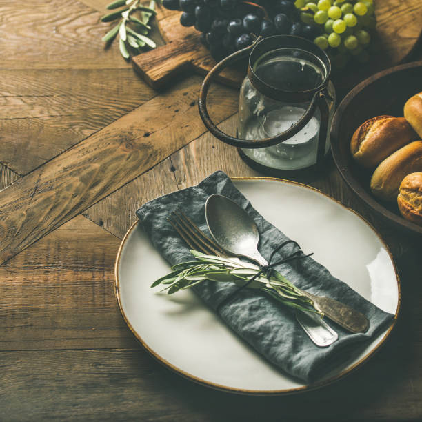 Fall holiday table decoration setting for gathering, square crop