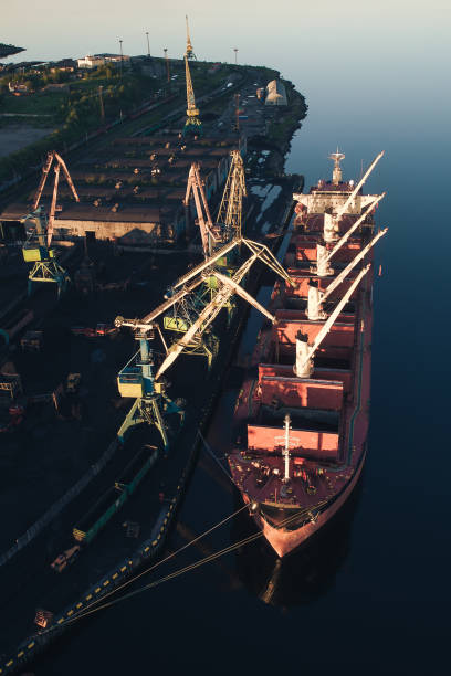 istock Cargo Ship in the Port Aerial View from Drone 1022523384