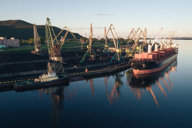 istock Cargo Ship in the Port Aerial View from Drone 1022523492