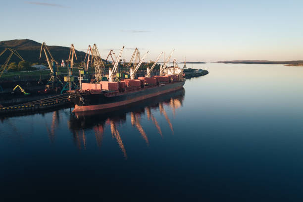 istock Cargo Ship in the Port Aerial View from Drone 1022523534