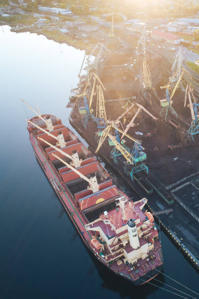 istock Cargo Ship in the Port Aerial View from Drone 1022523604