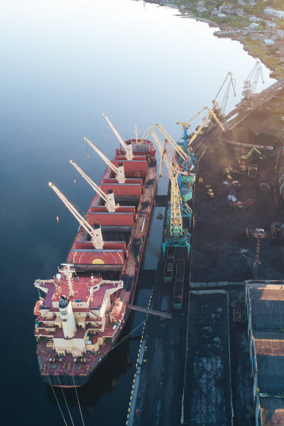 istock Cargo Ship in the Port Aerial View from Drone 1022523606