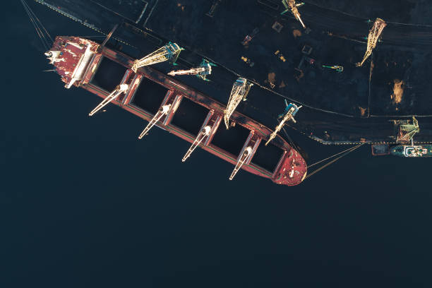 istock Cargo Ship in the Port Aerial View from Drone 1022523826