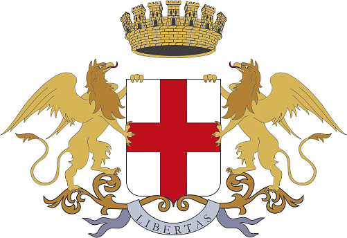 Coat of arms of the Italian city Genoa - Italy.