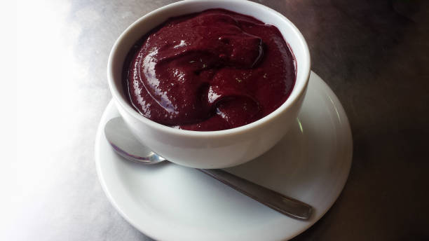 Acai cream in bowl gradient background