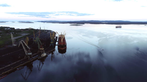 istock Cargo Ship in the Port Aerial View from Drone 1022580422