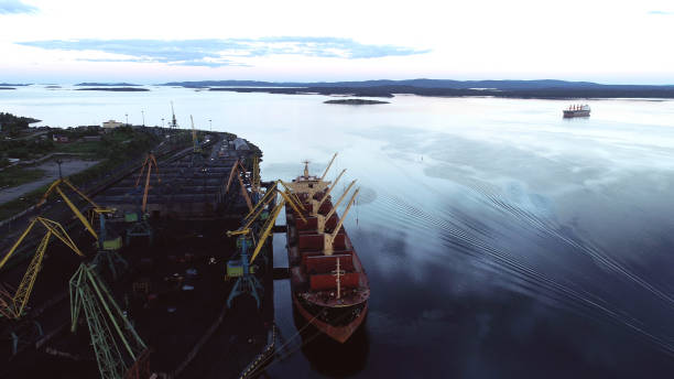 istock Cargo Ship in the Port Aerial View from Drone 1022580426