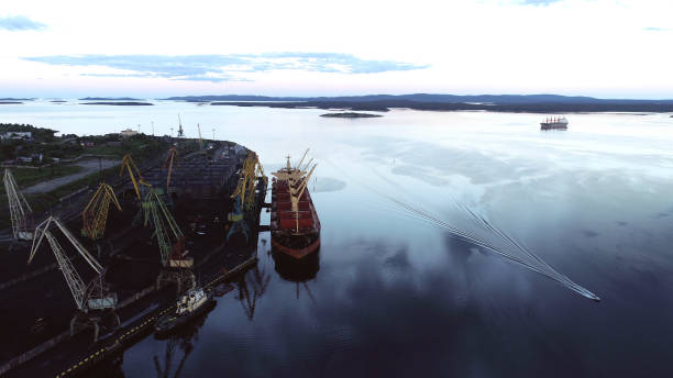 istock Cargo Ship in the Port Aerial View from Drone 1022580428