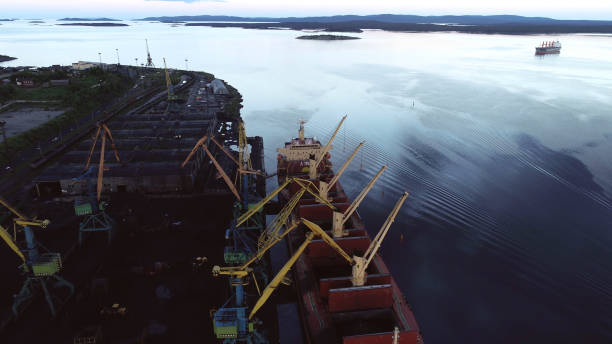 istock Cargo Ship in the Port Aerial View from Drone 1022580436