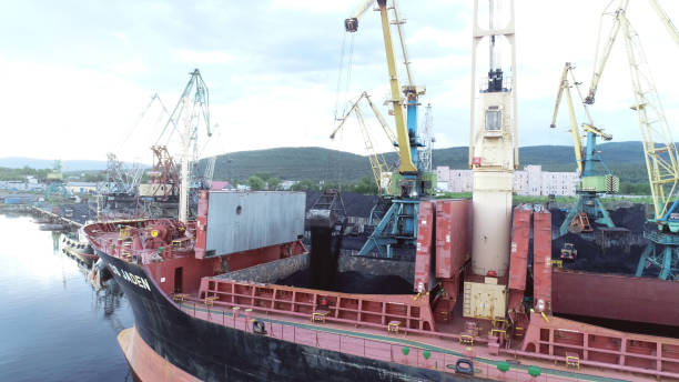 istock Cargo Ship in the Port Aerial View from Drone 1022585324