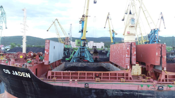 istock Cargo Ship in the Port Aerial View from Drone 1022585350