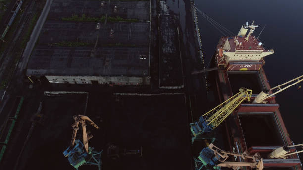 istock Cargo Ship in the Port Aerial View from Drone 1022585406