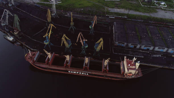 istock Cargo Ship in the Port Aerial View from Drone 1022585410