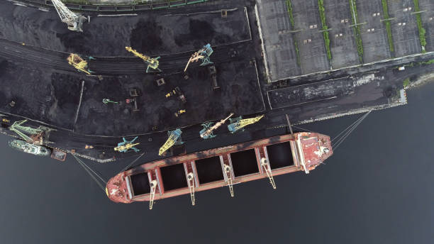 istock Cargo Ship in the Port Aerial View from Drone 1022585416