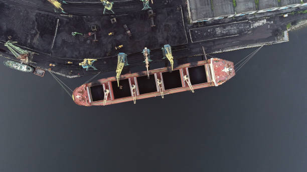 istock Cargo Ship in the Port Aerial View from Drone 1022585446