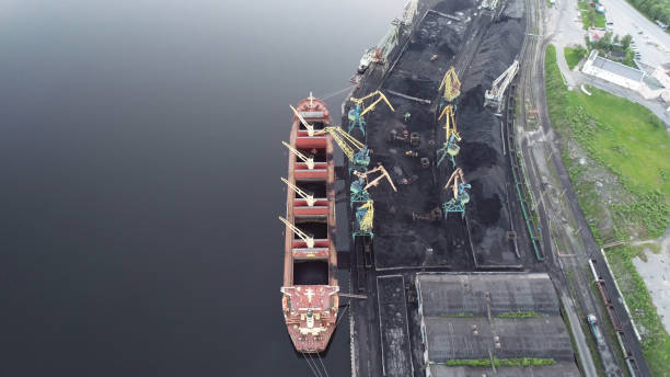 istock Cargo Ship in the Port Aerial View from Drone 1022585606