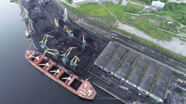 istock Cargo Ship in the Port Aerial View from Drone 1022585622