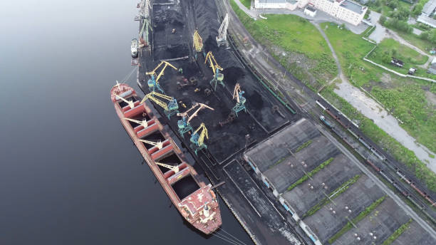 istock Cargo Ship in the Port Aerial View from Drone 1022585626