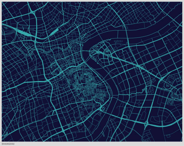 istock art illustration style map of Shanghai 1022595212