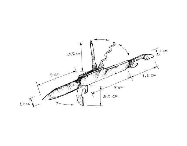 istock Hand Drawn Dimension of Swiss Army Knife 1022599660