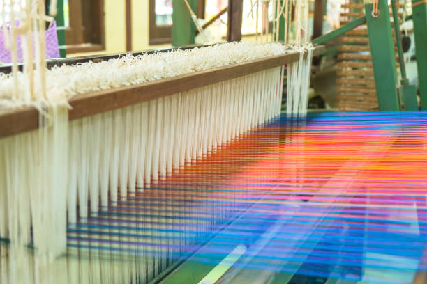 istock Weaving loom and shuttle on the warp 1022607834