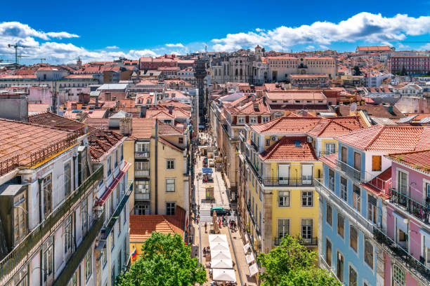 Lisbon Cityscape - Portugal Lisbon Cityscape - Portugal baixa stock pictures, royalty-free photos & images