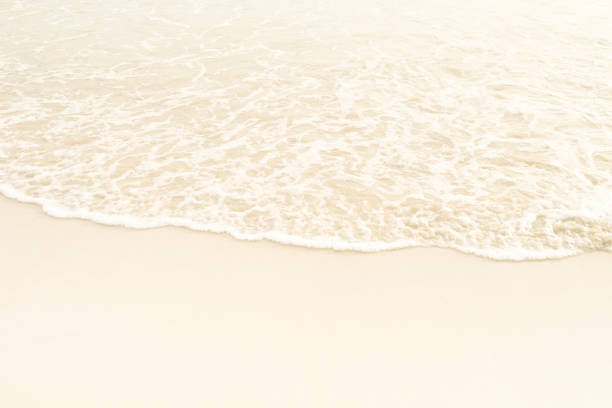 Soft wave of blue and green ocean/sea on sandy beach. Empty copy spac background.