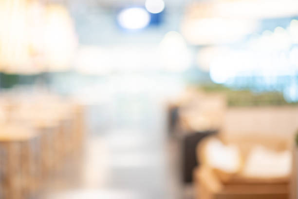 istock Abstract blurred restaurant background. Blurry cafe or coffee shop with dining tables, chairs and other decorations. Blur backdrop for design element. Food and beverage concept. 1022641220