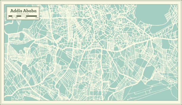 istock Addis Ababa Ethiopia City Map in Retro Style. Outline Map. 1022644230