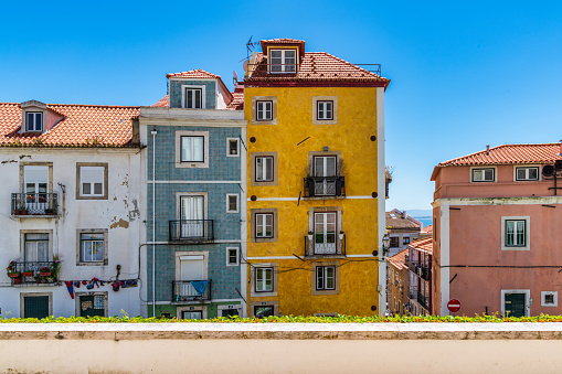 Colorful apartment buildings in Lisbon, Portugal