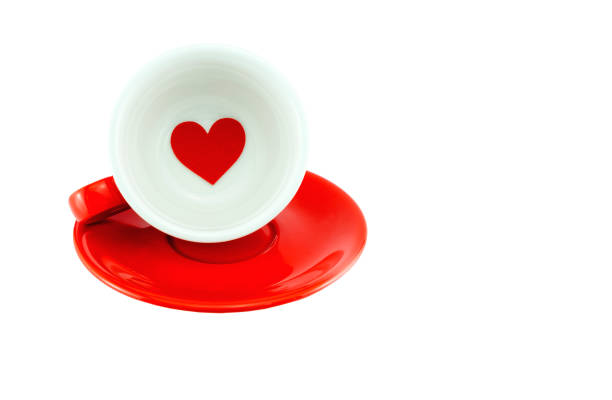 Heart shape in red coffee cup, Concept for coffee lovers. with Clipping path