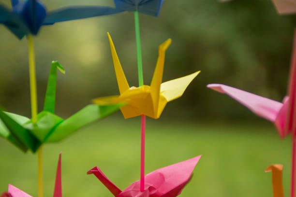 istock Origami Curtain in Rainbow colors 1022658964
