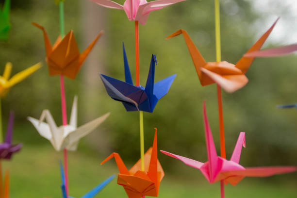 istock Origami Curtain in Rainbow colors 1022658968