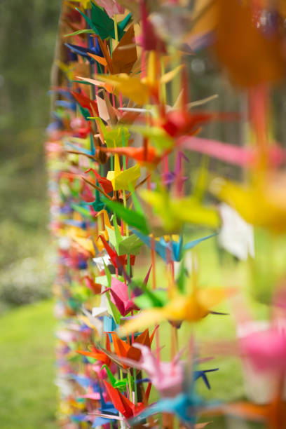 istock Colorful Origami Cranes as a Curtain 1022658982